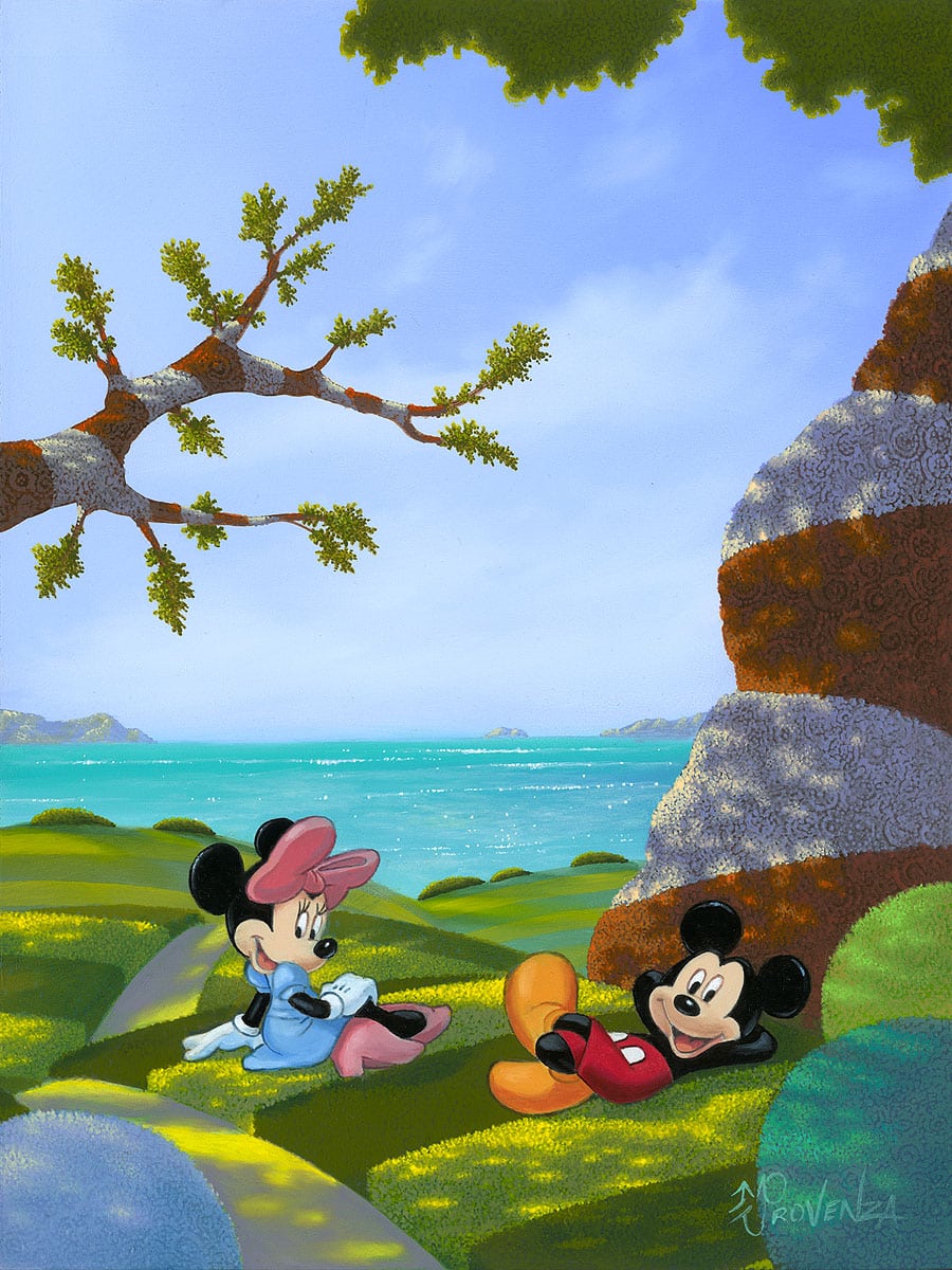 "Waves & Rays" (Mickey & Minnie Mouse) 9x12 (oil on board) by Michael Provenza