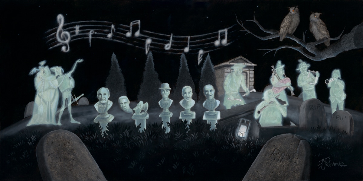 “Graveyard Symphony” (Haunted Mansion) 12x24 (oil on board) by Michael Provenza