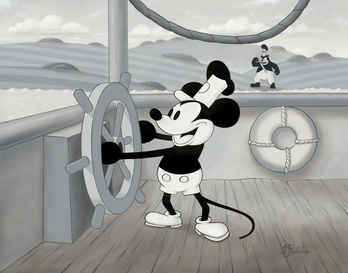 Steamboat Willie “The Getaway” 22x28 ) Oil on Board) by Michael Provenza
